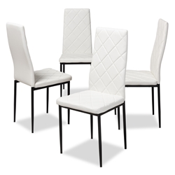 Baxton Studio Blaise Modern and Contemporary White Faux Leather Upholstered Dining Chair (Set of 4)